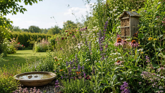 Pollinator garden with water
